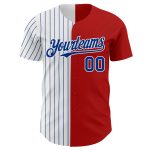 Personalized Red White-Royal Pinstripe Authentic Split Fashion Baseball Jersey Team Custom Name and Number