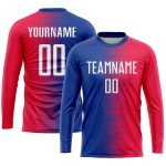Personalized Red White-Royal Sublimation Soccer Uniform Jersey Team Custom Name and Number