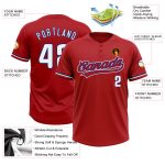 Personalized Red White-Royal Two-Button Unisex Softball Jersey Team Custom Name and Number