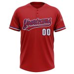 Personalized Red White-Royal Two-Button Unisex Softball Jersey Team Custom Name and Number