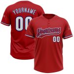 Personalized Red White-Royal Two-Button Unisex Softball Jersey Team Custom Name and Number