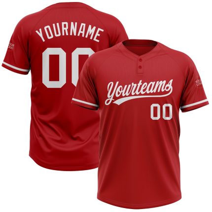 Personalized Red White Two-Button Unisex Softball Jersey Team Custom Name and Number