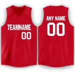 Personalized Red White V-Neck Basketball Jersey