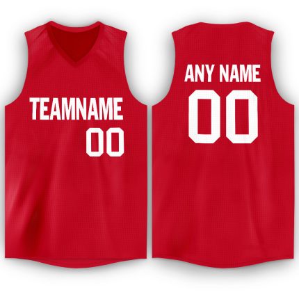 Personalized Red White V-Neck Basketball Jersey
