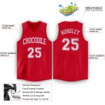 Personalized Red White V-Neck Basketball Jersey Team Custom Name and Number