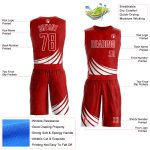 Personalized Red White Wind Shapes Round Neck Sublimation Basketball Suit Jersey Team Custom Name and Number