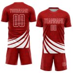 Personalized Red White Wind Shapes Sublimation Soccer Uniform Jersey Team Custom Name and Number