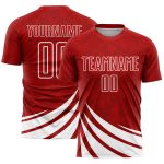 Personalized Red White Wind Shapes Sublimation Soccer Uniform Jersey Team Custom Name and Number
