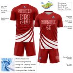 Personalized Red White Wind Shapes Sublimation Soccer Uniform Jersey Team Custom Name and Number