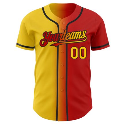 Personalized Red Yellow-Black Authentic Gradient Fashion Baseball Jersey Team Custom Name and Number