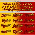 Personalized Red Yellow-Black Bomber Full-Snap Varsity Letterman Gradient Fashion Jacket Team Custom Name and Number