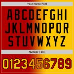 Personalized Red Yellow-Black Bomber Full-Snap Varsity Letterman Gradient Fashion Jacket Team Custom Name and Number