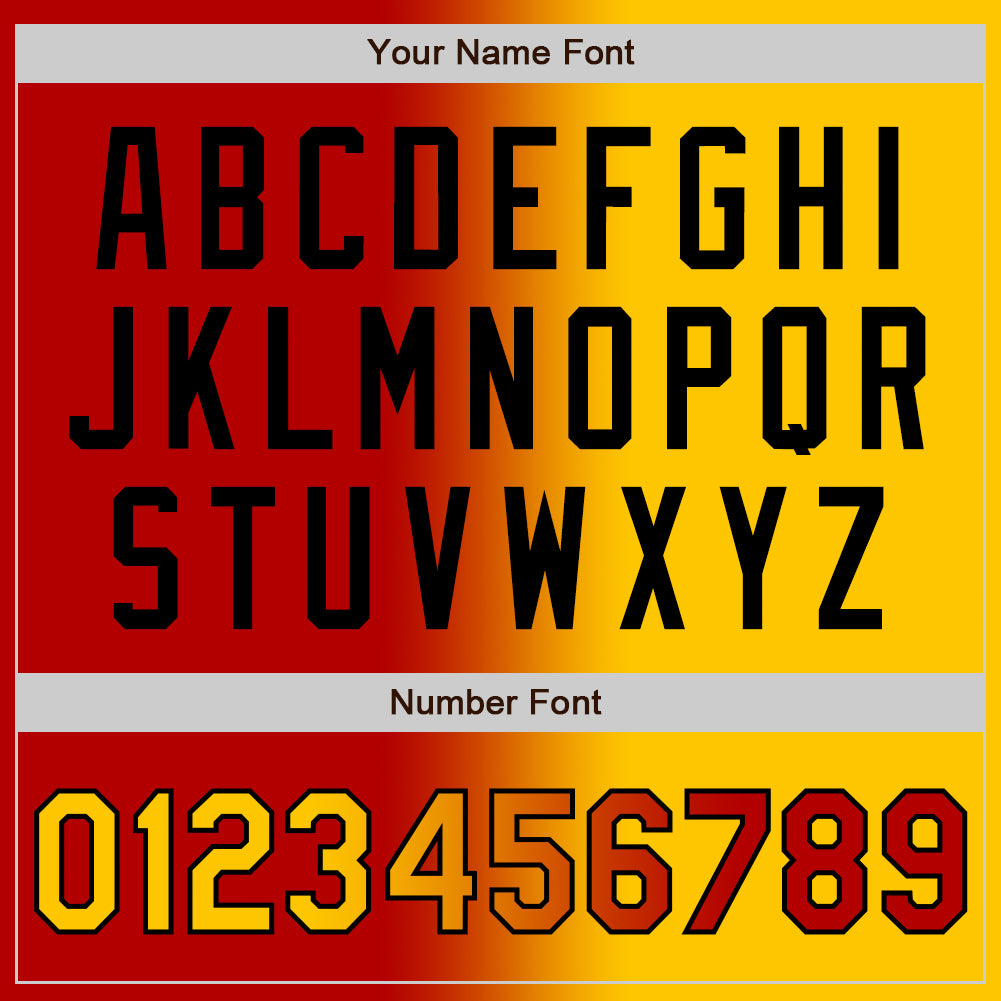 Personalized Red Yellow-Black Bomber Full-Snap Varsity Letterman Gradient Fashion Jacket Team Custom Name and Number Personalized Red Yellow-Black Bomber Full-Snap Varsity Letterman Gradient Fashion Jacket Team Custom Name and Number - Image 5