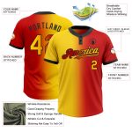 Personalized Red Yellow-Black Gradient Fashion Two-Button Unisex Softball Jersey Team Custom Name and Number