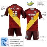 Personalized Red Yellow-Black Lines Sublimation Volleyball Uniform Jersey Team Custom Name and Number