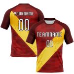 Personalized Red Yellow-Black Lines Sublimation Volleyball Uniform Jersey Team Custom Name and Number