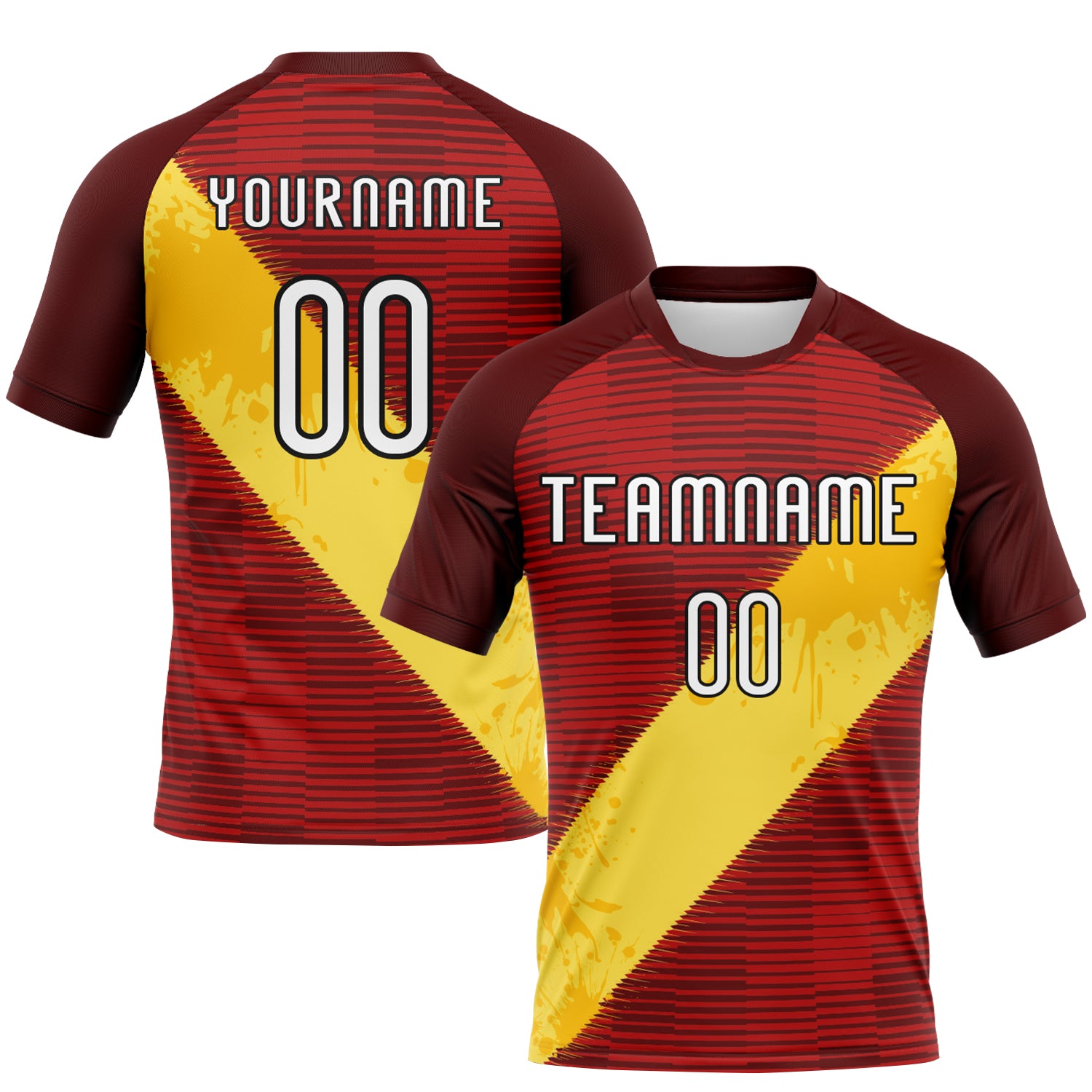 Personalized Red Yellow-Black Lines Sublimation Volleyball Uniform Jersey Team Custom Name and Number