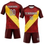 Personalized Red Yellow-Black Lines Sublimation Volleyball Uniform Jersey Team Custom Name and Number