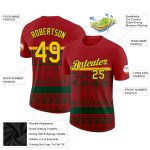 Personalized Red Yellow-Green 3D Pattern Design Black History Month Performance T-Shirt Team Custom Name and Number
