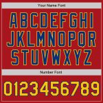 Personalized Red Yellow-Royal Bomber Full-Snap Varsity Letterman Jacket Team Custom Name and Number