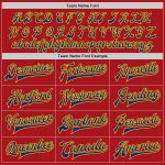 Personalized Red Yellow-Royal Bomber Full-Snap Varsity Letterman Jacket Team Custom Name and Number