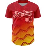 Personalized Red Yellow-White 3D Pattern Design Animal Lion Authentic Baseball Jersey Team Custom Name and Number