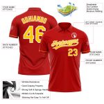 Personalized Red Yellow-White Performance Vapor Golf Polo Shirt Team Custom Name and Number