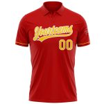 Personalized Red Yellow-White Performance Vapor Golf Polo Shirt Team Custom Name and Number