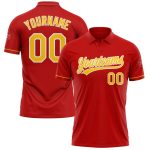 Personalized Red Yellow-White Performance Vapor Golf Polo Shirt Team Custom Name and Number