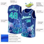 Personalized Royal Aqua-White 3D Pattern Design Ocean World Authentic Basketball Jersey Team Custom Name and Number
