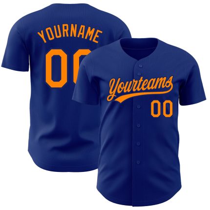 Personalized Royal Bay Orange Authentic Baseball Jersey Team Custom Name and Number