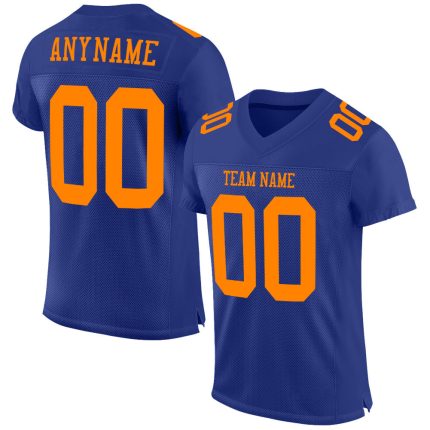Personalized Royal Bay Orange Mesh Authentic Football Jersey Team Custom Name and Number