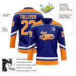 Personalized Royal Bay Orange-White Hockey Lace Neck Jersey Team Custom Name and Number