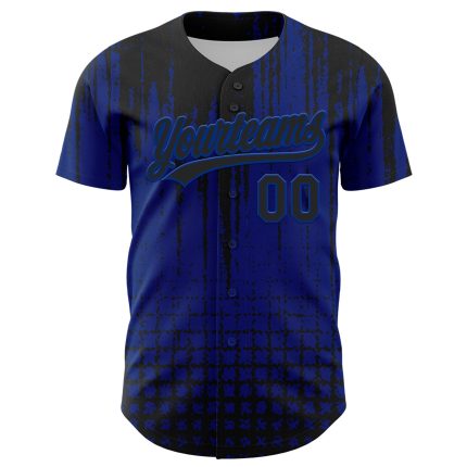 Personalized Royal Black 3D Pattern Design Abstract Shape Authentic Baseball Jersey Team Custom Name and Number