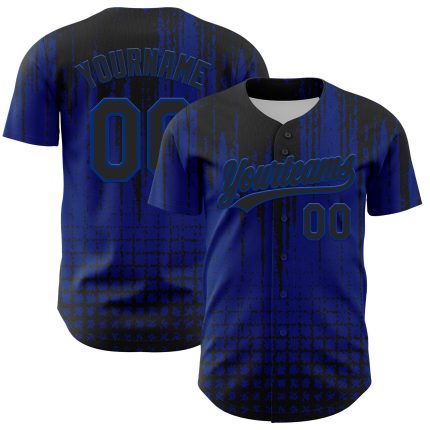Personalized Royal Black 3D Pattern Design Abstract Shape Authentic Baseball Jersey Team Custom Name and Number