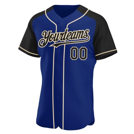 Personalized Royal Black-City Cream Authentic Raglan Sleeves Baseball Jersey Team Custom Name and Number