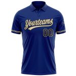 Personalized Royal Black-City Cream Performance Vapor Golf Polo Shirt Team Custom Name and Number