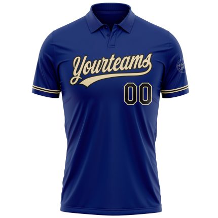 Personalized Royal Black-City Cream Performance Vapor Golf Polo Shirt Team Custom Name and Number