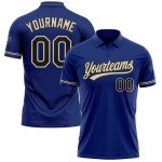 Personalized Royal Black-City Cream Performance Vapor Golf Polo Shirt Team Custom Name and Number