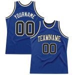 Personalized Royal Black-Cream Authentic Throwback Basketball Jersey Team Custom Name and Number