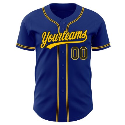 Personalized Royal Black-Gold Authentic Baseball Jersey Team Custom Name and Number