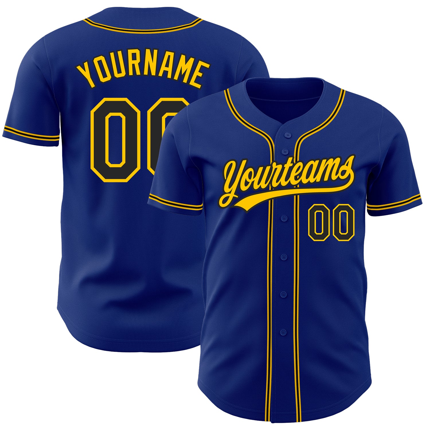 Personalized Royal Black-Gold Authentic Baseball Jersey Team Custom Name and Number