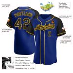 Personalized Royal Black-Gold Authentic Raglan Sleeves Baseball Jersey Team Custom Name and Number