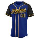 Personalized Royal Black-Gold Authentic Raglan Sleeves Baseball Jersey Team Custom Name and Number