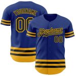 Personalized Royal Black-Gold Line Authentic Baseball Jersey Team Custom Name and Number