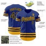 Personalized Royal Black-Gold Line Authentic Baseball Jersey Team Custom Name and Number