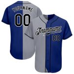 Personalized Royal Black-Gray Authentic Split Fashion Baseball Jersey Team Custom Name and Number