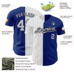 Personalized Royal Black-Gray Pinstripe Authentic Split Fashion Baseball Jersey Team Custom Name and Number