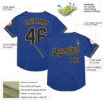 Personalized Royal Black-Old Gold Mesh Authentic Throwback Baseball Jersey Team Custom Name and Number