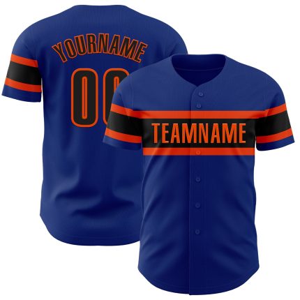 Personalized Royal Black-Orange Authentic Baseball Jersey Team Custom Name and Number